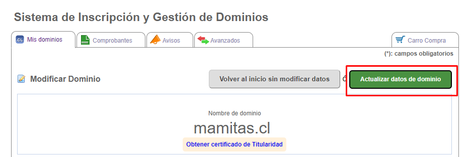 guardar cambios cuenta nic