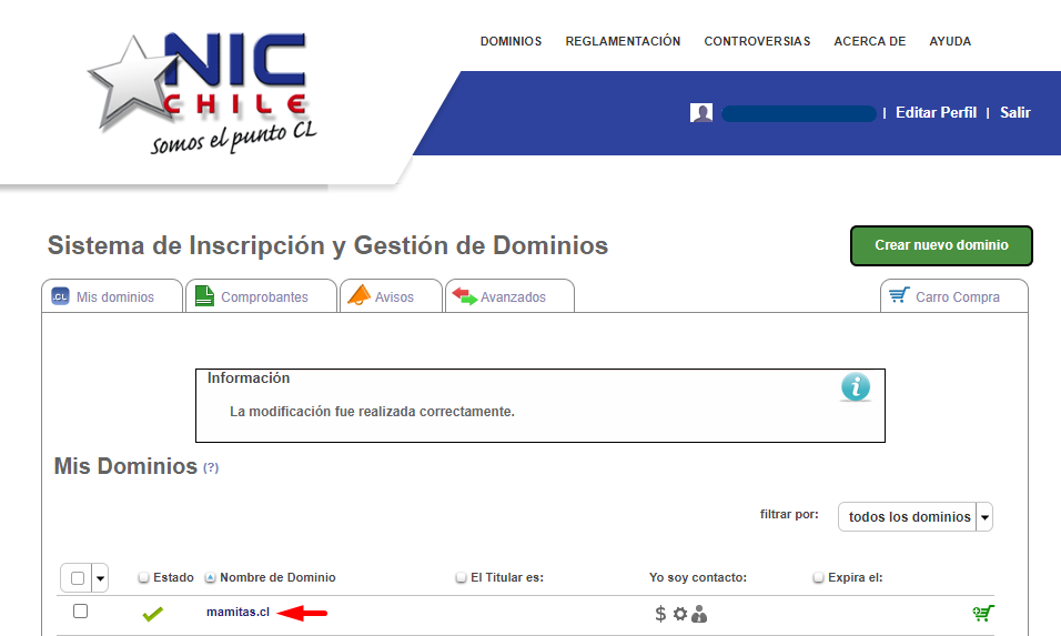 seleccionar dominio