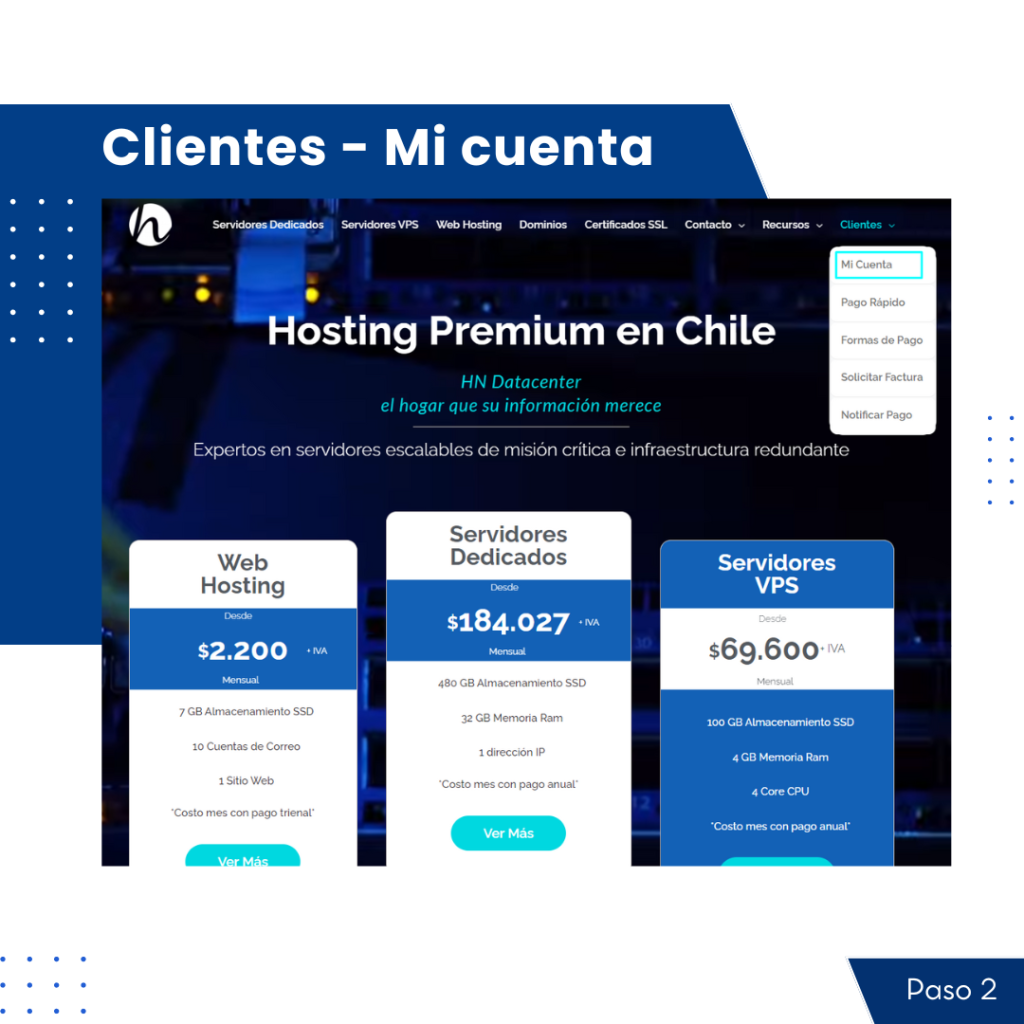 tutorial ingreso área de clientes hn.cl