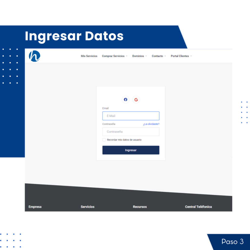tutorial ingreso área de clientes hn.cl